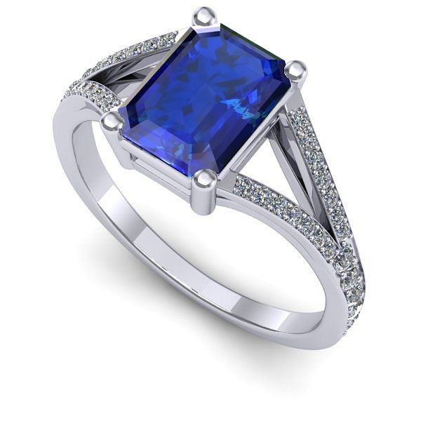 Inel din aur alb cu safir