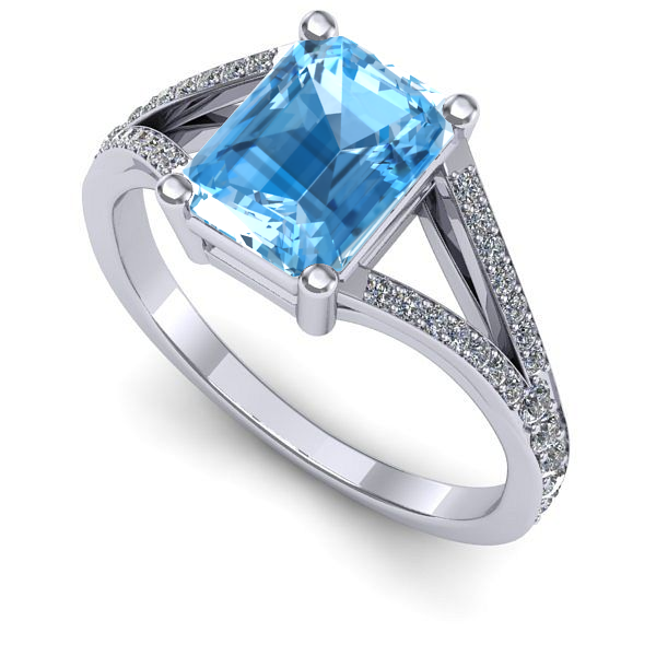 Inel din aur alb cu topaz blue