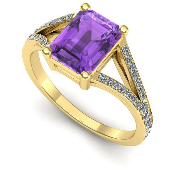 Inel de logodna din aur galben cu ametist