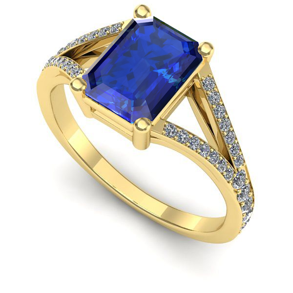 Inel logodna din aur galben cu safir