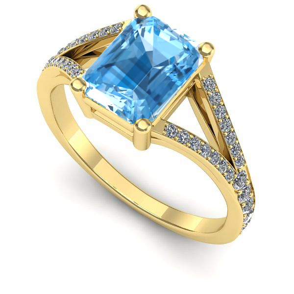 Inel de logodna din aur galben cu topaz blue