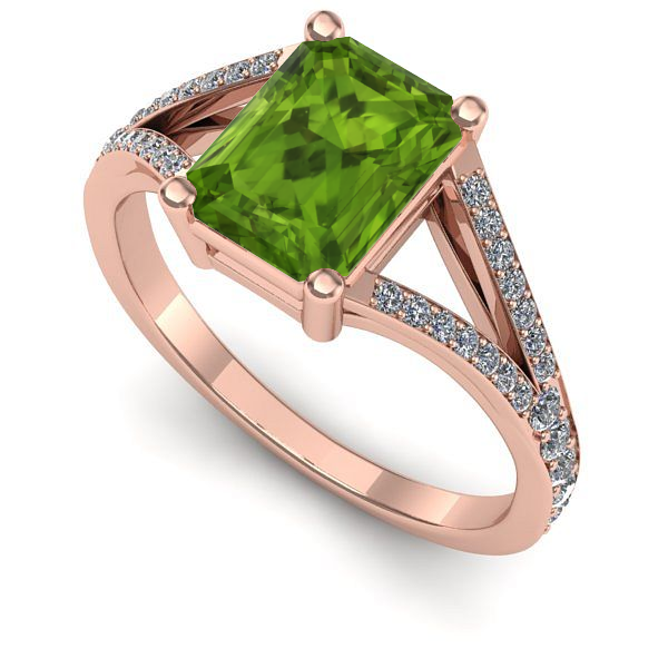 Inel logodna din aur roz cu peridot