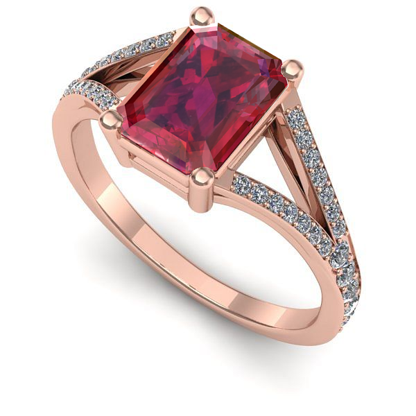 Inel logodna din aur roz cu rubin