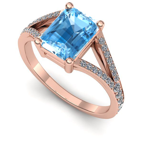 Inel de logodna din aur roz cu topaz blue