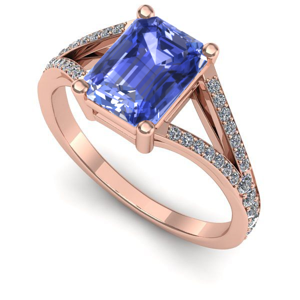 Inel de logodna din aur roz cu tanzanit