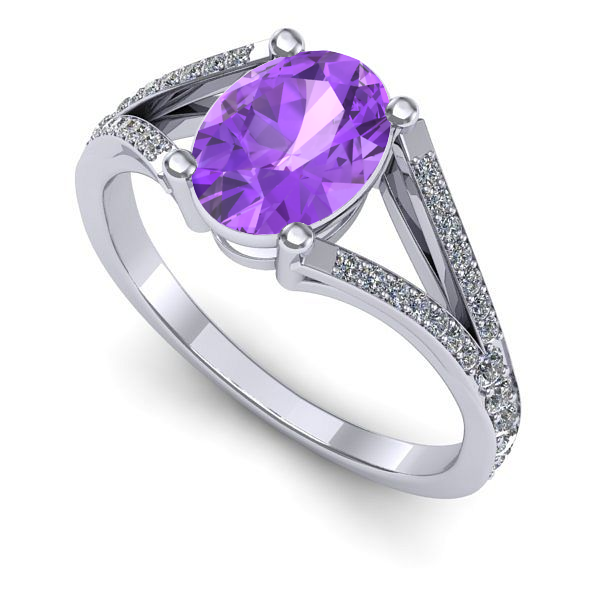 Inel de logodna din aur alb cu ametist