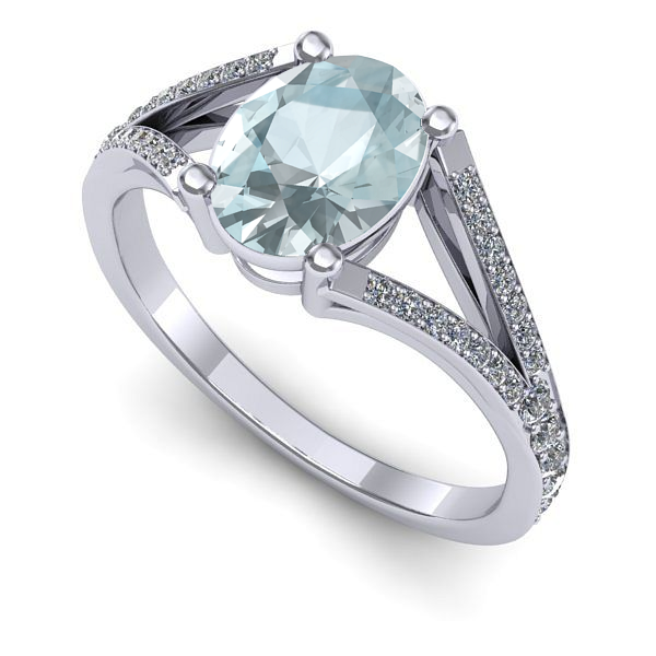 Inel din aur alb cu aquamarin