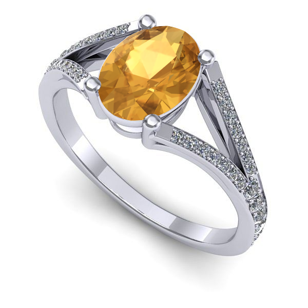 Inel din aur alb cu citrin