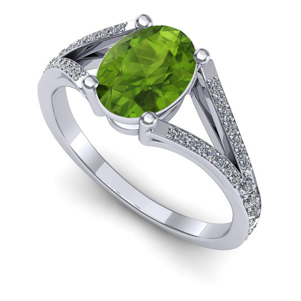 Inel de logodna din aur alb cu peridot