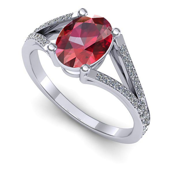 Inel de logodna din aur alb cu rubin