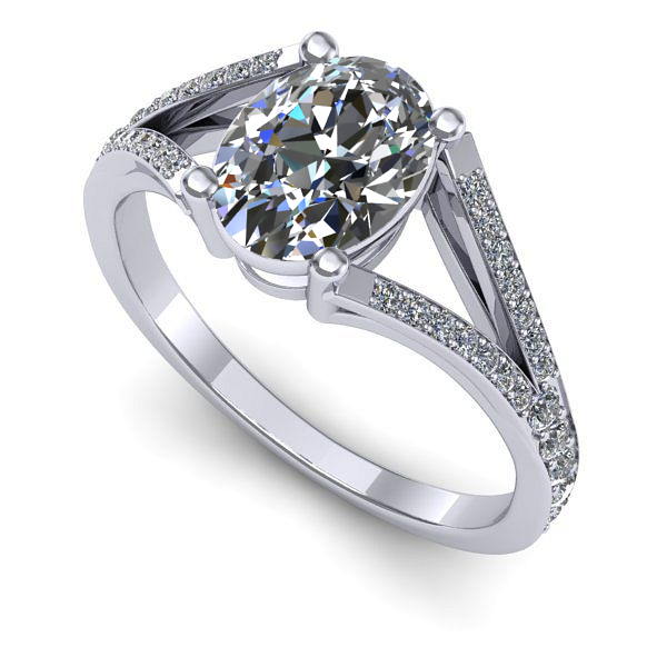 Inel logodna din aur alb cu safir alb