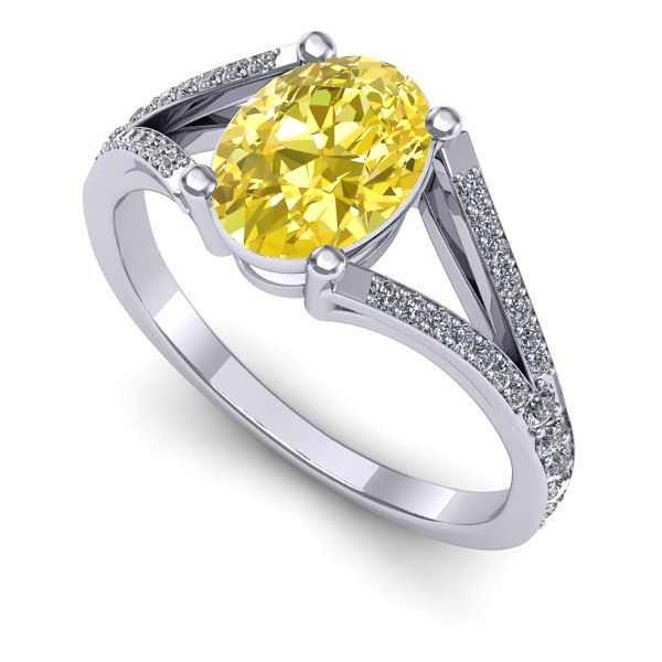 Inel din aur alb cu safir galben