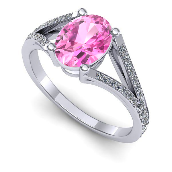 Inel logodna din aur alb cu safir roz