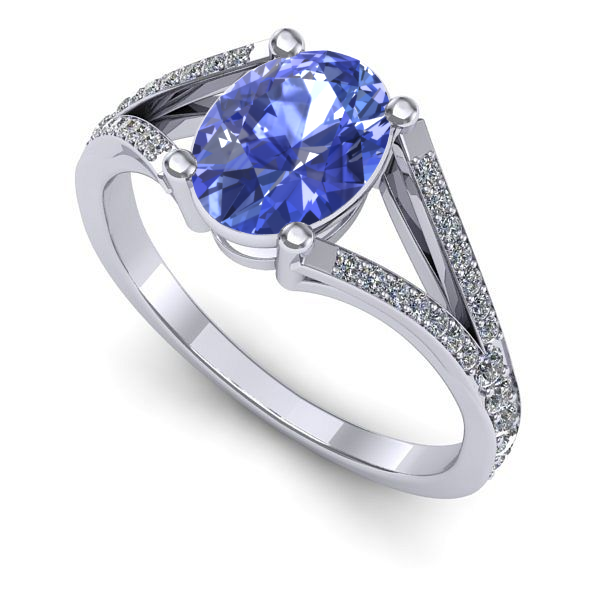 Inel de logodna din aur alb cu tanzanit
