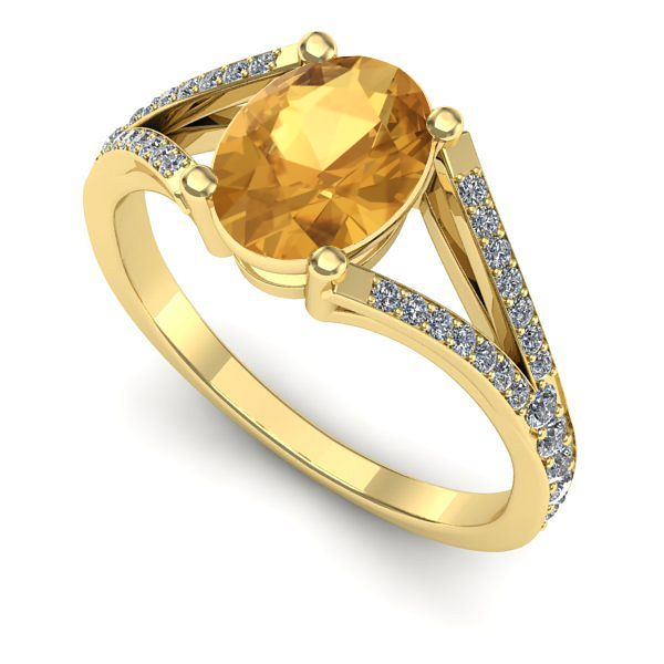 Inel de logodna din aur galben cu citrin