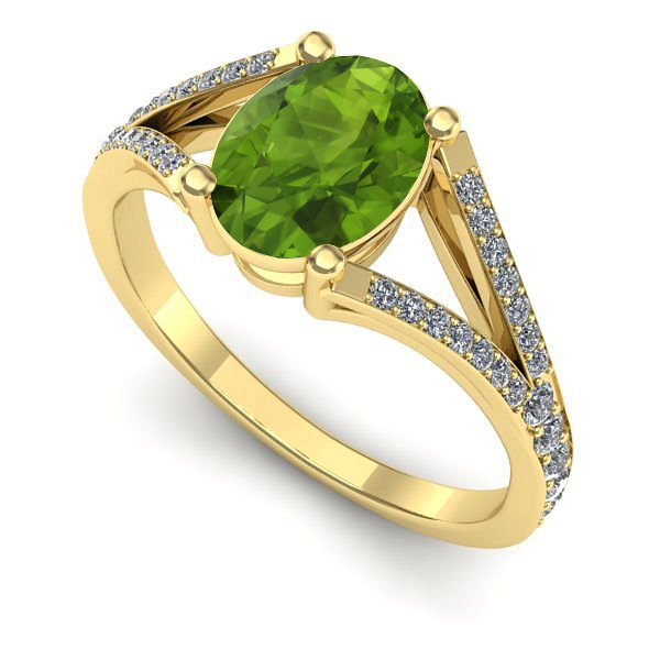 Inel logodna din aur galben cu peridot