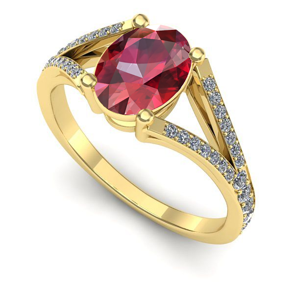 Inel din aur galben cu rubin