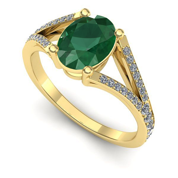 Inel din aur galben cu smarald