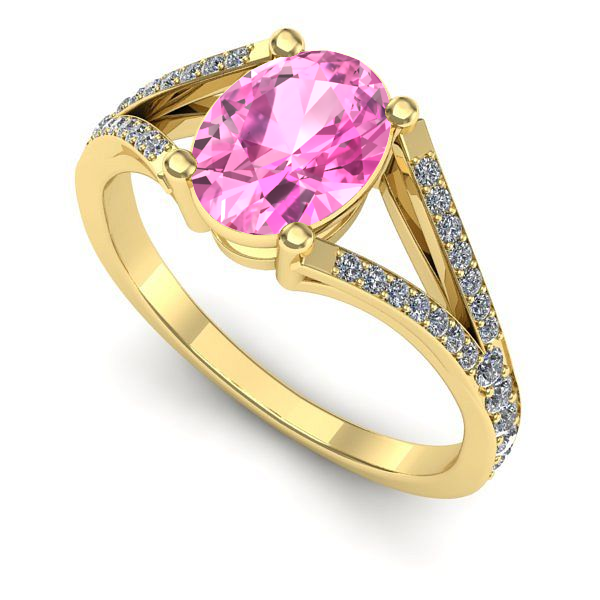 Inel de logodna din aur galben cu safir roz