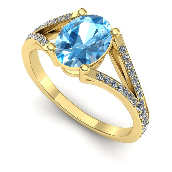 Inel de logodna din aur galben cu topaz blue