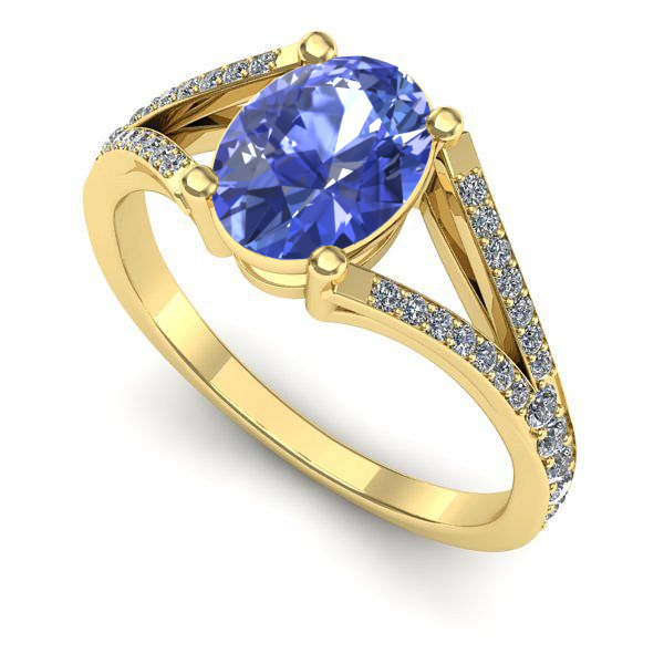 Inel de logodna din aur galben cu tanzanit