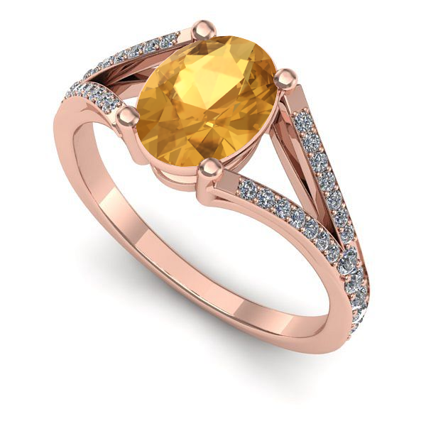 Inel de logodna din aur roz cu citrin