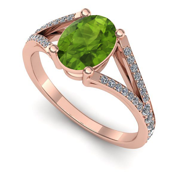 Inel din aur roz cu peridot