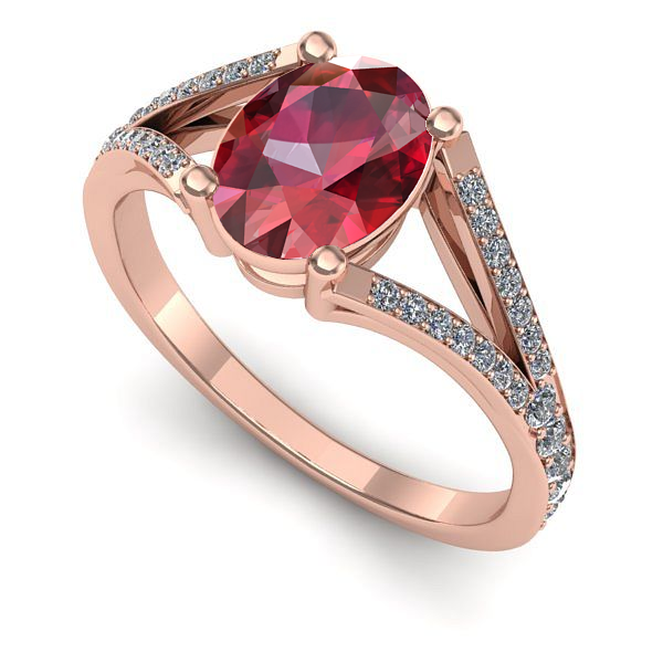 Inel logodna din aur roz cu rubin