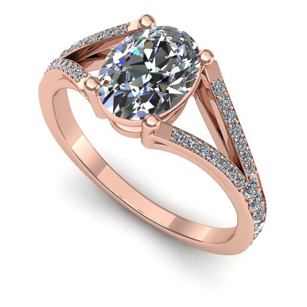 Inel de logodna din aur roz cu safir alb