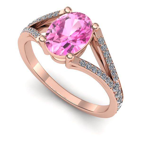 Inel din aur roz cu safir roz