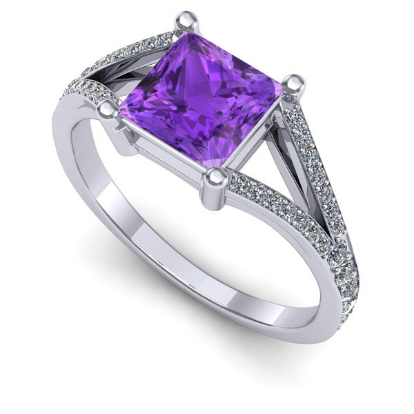 Inel din aur alb cu ametist