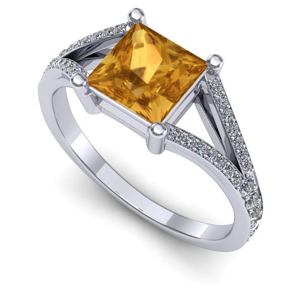 Inel din aur alb cu citrin