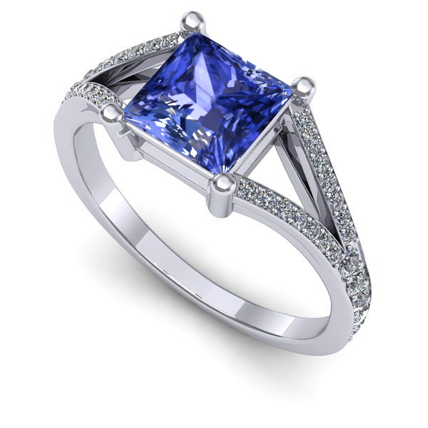 Inel de logodna din aur alb cu tanzanit