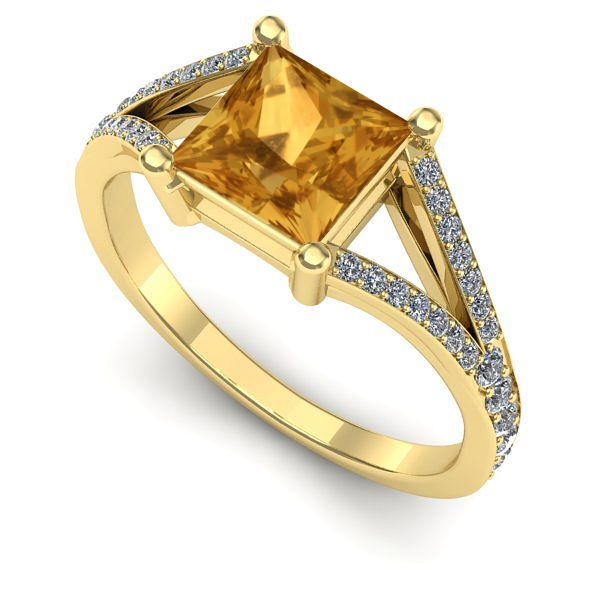 Inel din aur galben cu citrin