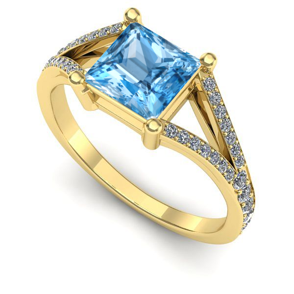 Inel de logodna din aur galben cu topaz blue