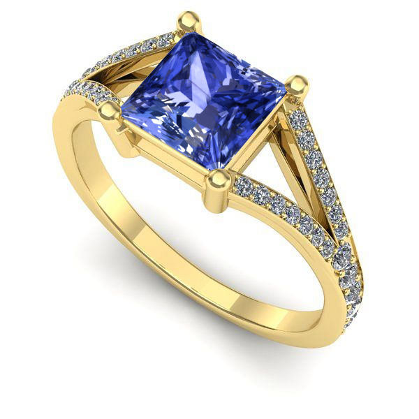 Inel de logodna din aur galben cu tanzanit