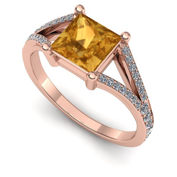 Inel din aur roz cu citrin