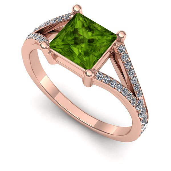 Inel din aur roz cu peridot