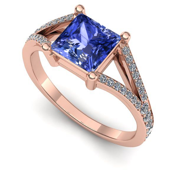 Inel de logodna din aur roz cu tanzanit