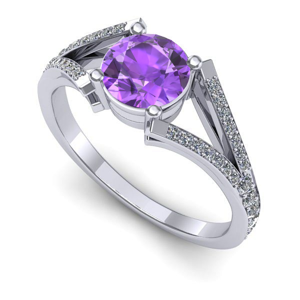 Inel de logodna din aur alb cu ametist