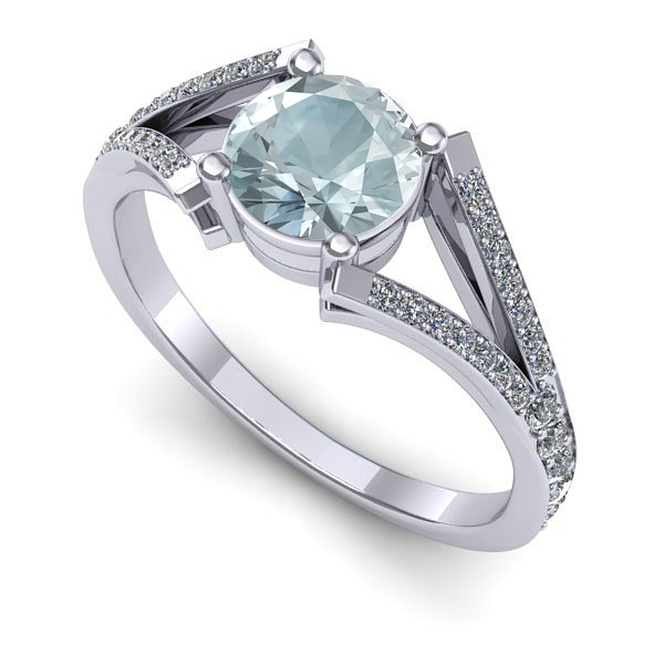 Inel de logodna din aur alb cu aquamarin