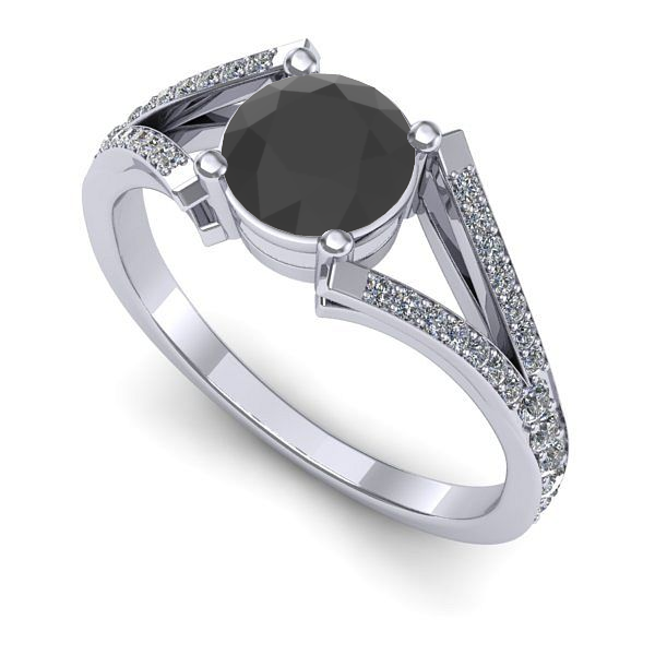 Inel de logodna din aur alb cu diamant negru