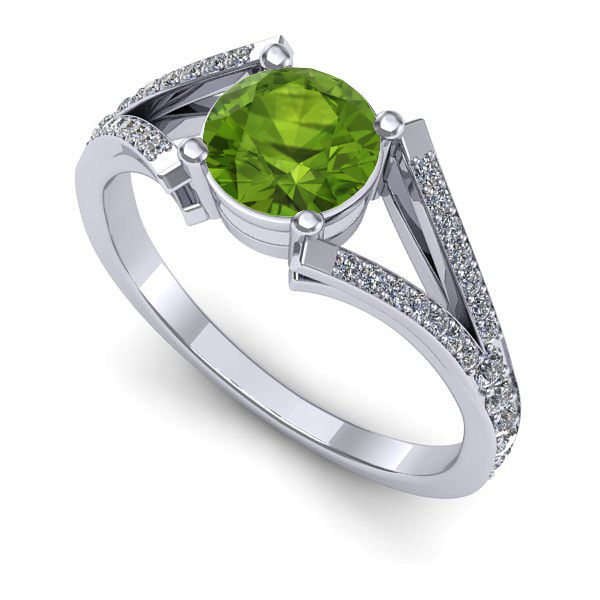 Inel din aur alb cu peridot