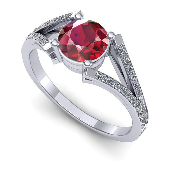 Inel de logodna din aur alb cu rubin