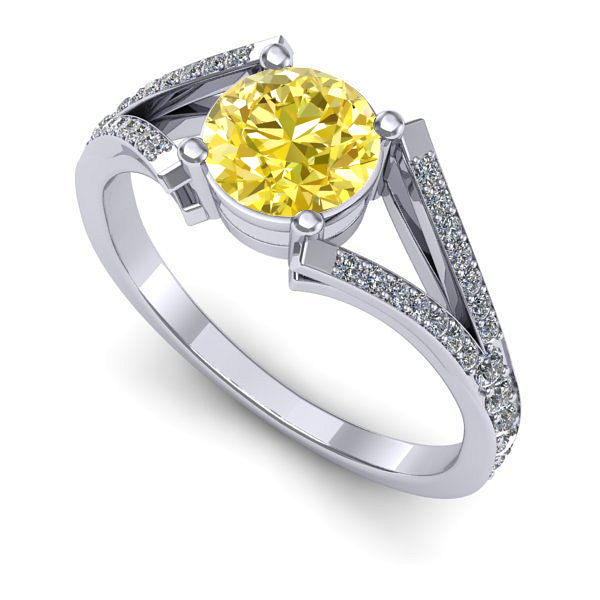 Inel din aur alb cu safir galben