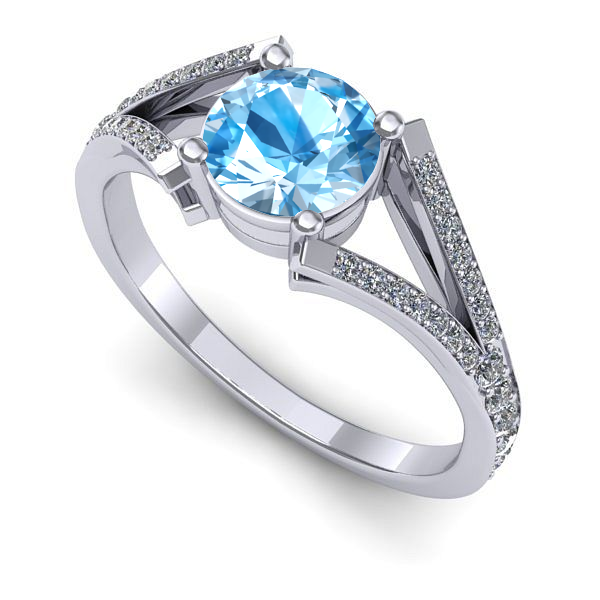 Inel din aur alb cu topaz blue