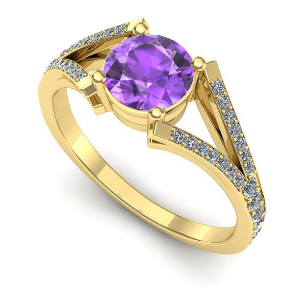 Inel de logodna din aur galben cu ametist