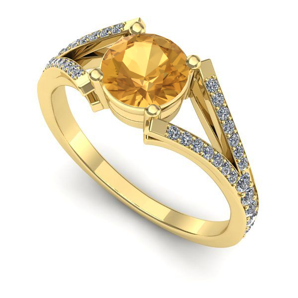 Inel logodna din aur galben cu citrin