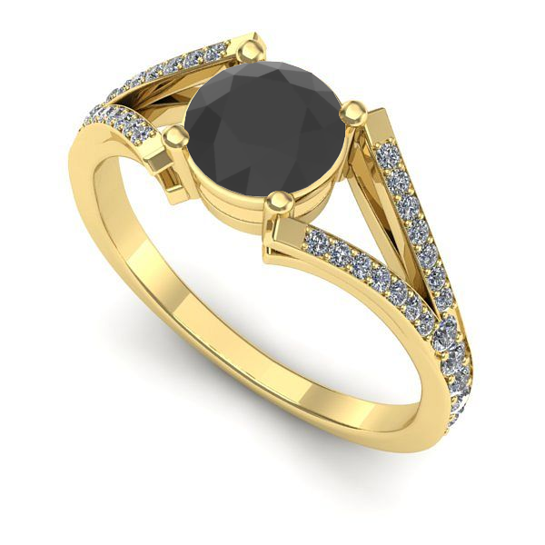 Inel din aur galben cu diamant negru