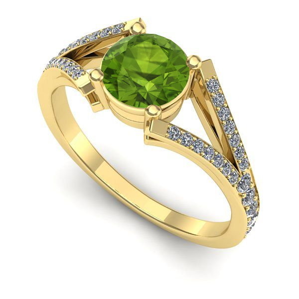 Inel logodna din aur galben cu peridot